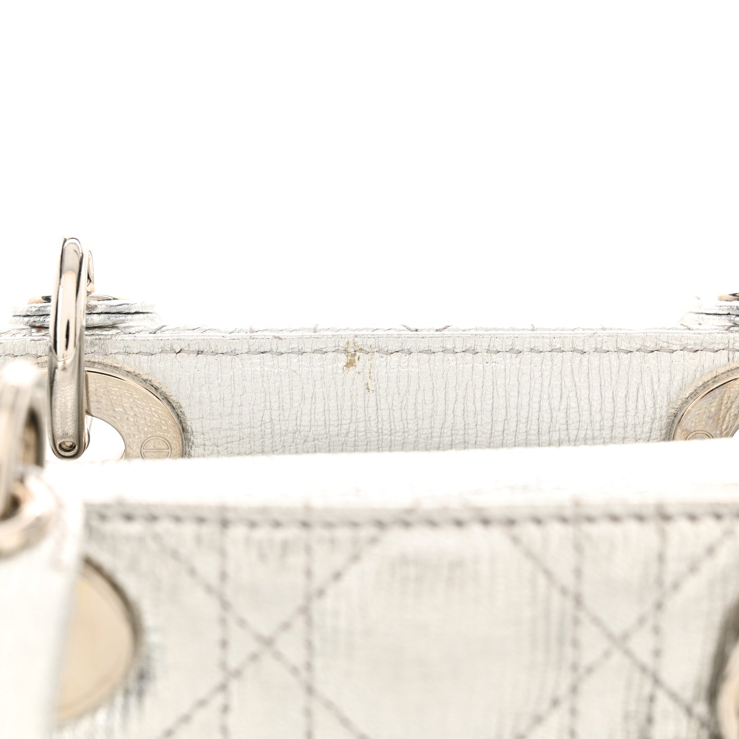 Christian Dior Metallic Grained Calfskin Cannage Small Lucky Badges My Lady Dior Silver 11 of 16