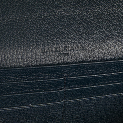 Balenciaga Chevre Gold Metallic Edge Hardware Money Wallet Bleu Nuit 6 of 7