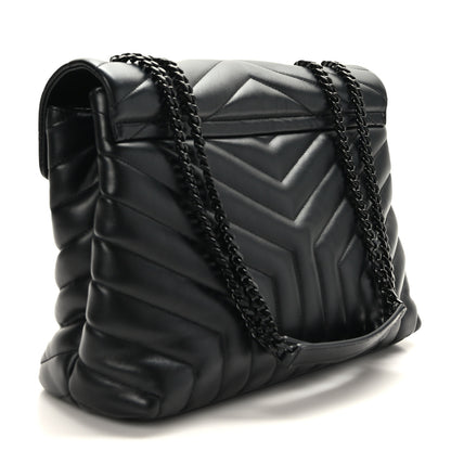 Saint Laurent Calfskin Y Quilted Monogram Monochrome Medium Loulou Chain Satchel Black 3 of 9