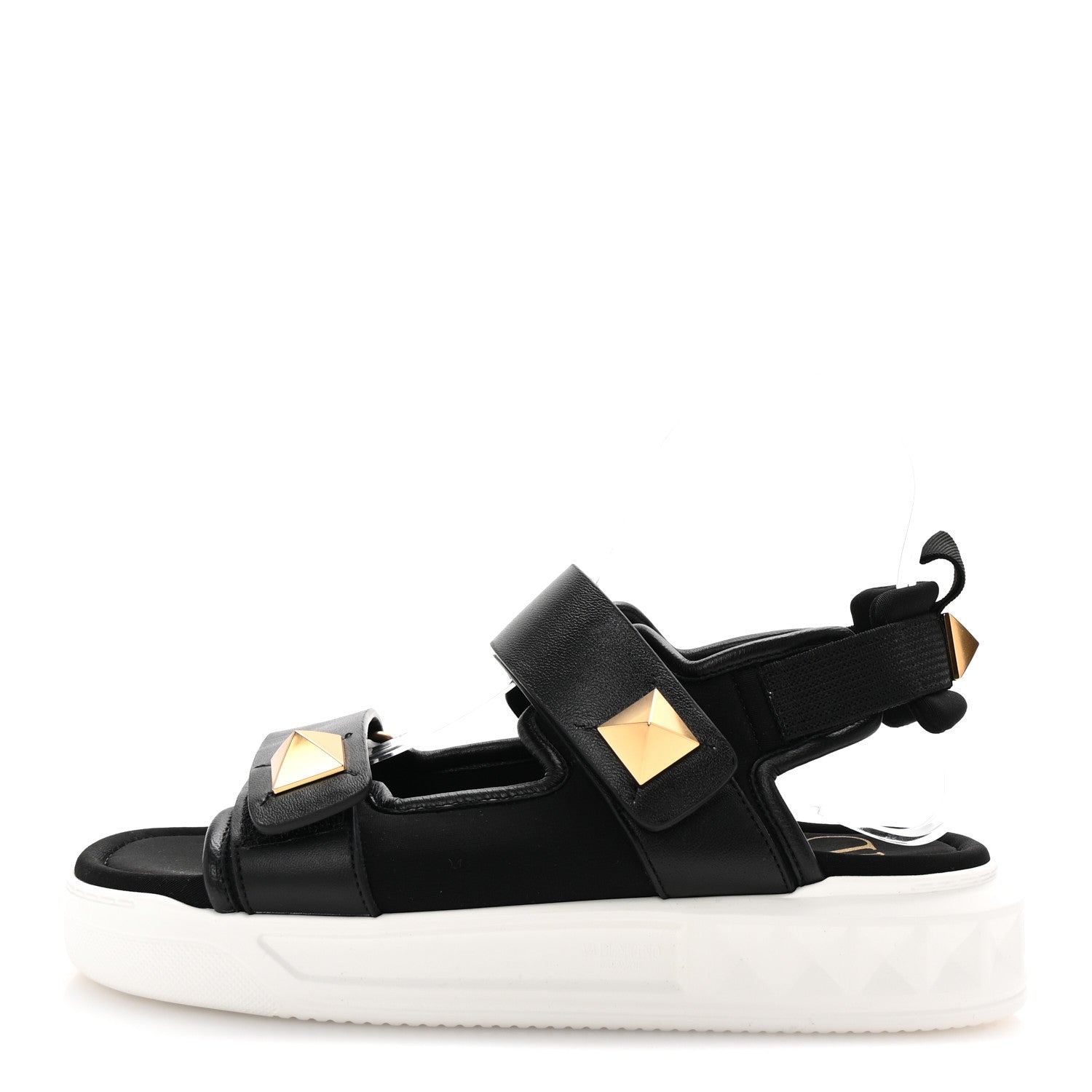 Valentino Garavani Nappa Neoprene Roman Stud Velcro Sandals 36 Black 1 of 8