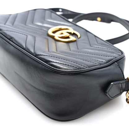 Gucci Calfskin Matelasse Small GG Marmont Chain Shoulder Bag Black 10 of 11