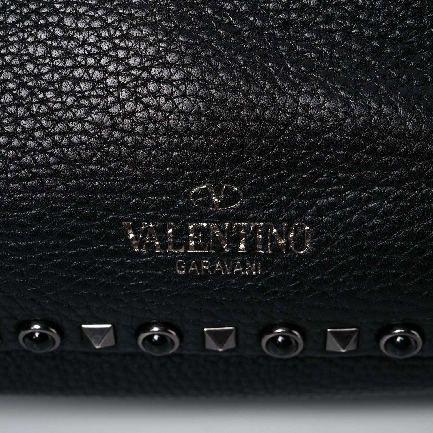 Valentino Garavani Grained Calfskin Onyx Medium Rockstud Rolling Tote Black 14 of 14
