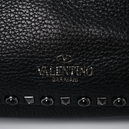 Valentino Garavani Grained Calfskin Onyx Medium Rockstud Rolling Tote Black 14 of 14