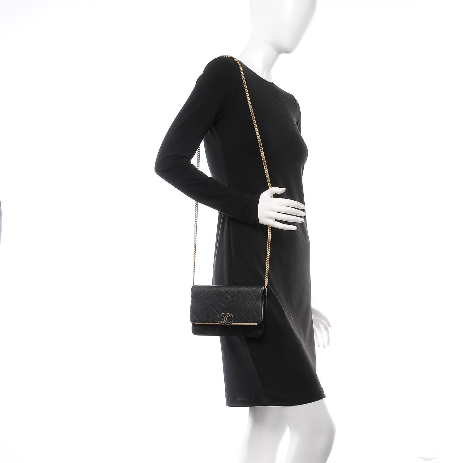 Chanel Caviar Suede Stitched Lady Coco Wallet On Chain WOC Black 2 of 9