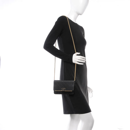 Chanel Caviar Suede Stitched Lady Coco Wallet On Chain WOC Black 2 of 9
