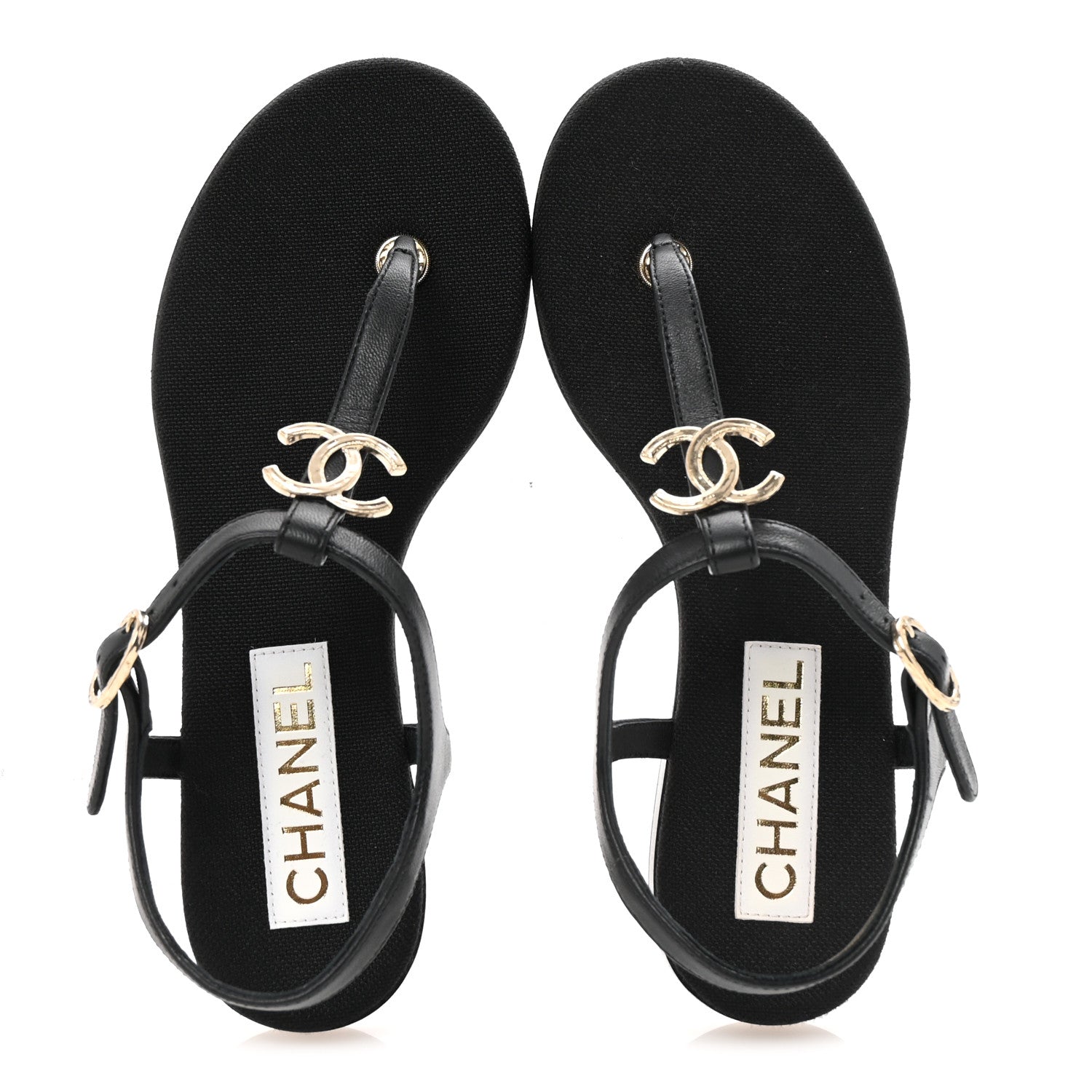 Chanel Lambskin CC Logo Thong Sandals 36 Black 2 of 10