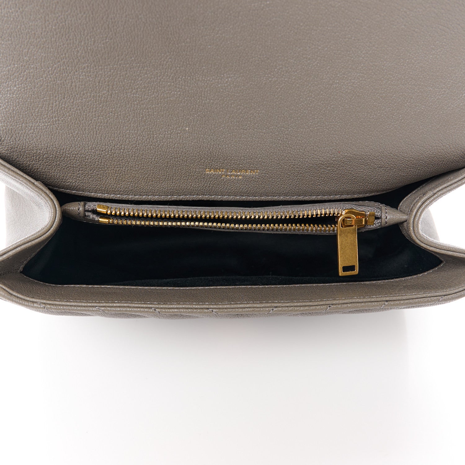 Saint Laurent Sheepskin Matelasse Chevron Monogram Medium College Bag Fog 5 of 13