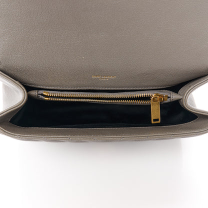 Saint Laurent Sheepskin Matelasse Chevron Monogram Medium College Bag Fog 5 of 13