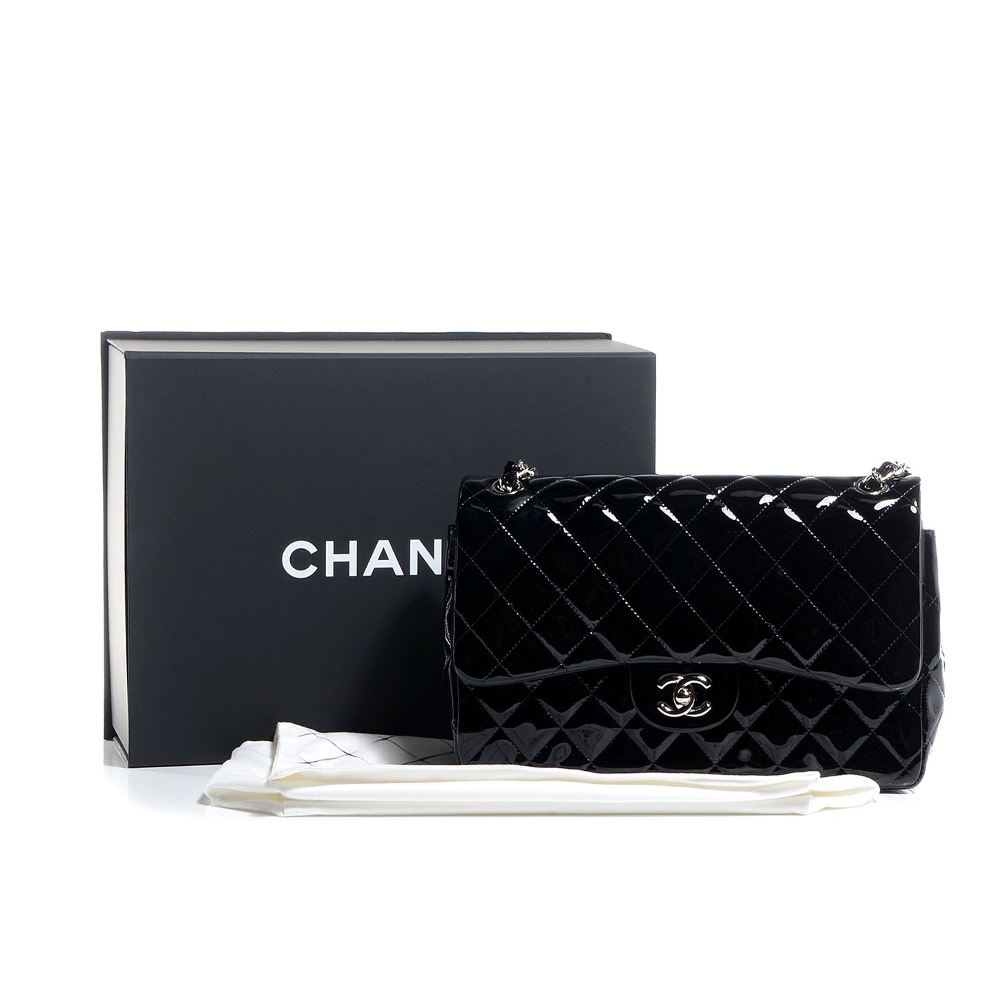 Patent Jumbo Double Flap Black