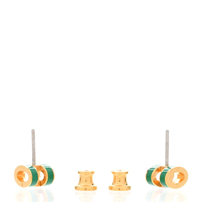 Hermes Gold Lacquered Mini Pop H Earrings Malachite 3 of 7