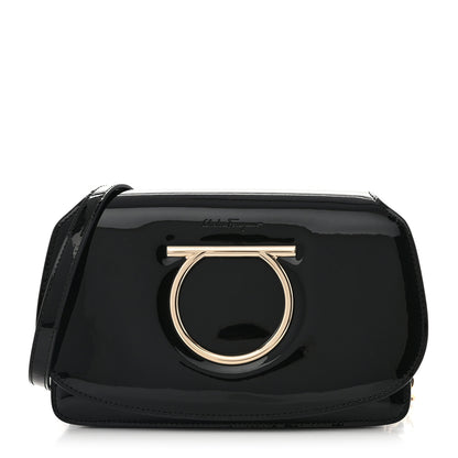 Salvatore Ferragamo Patent Calfskin Mini Vela Flap Bag Black 1 of 9