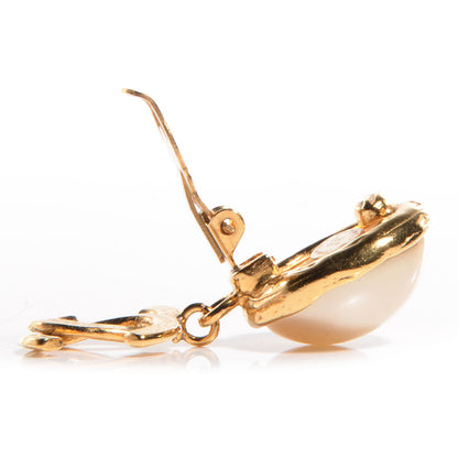 Chanel Pearl CC Drop Clip On Earrings Gold 3 of 5