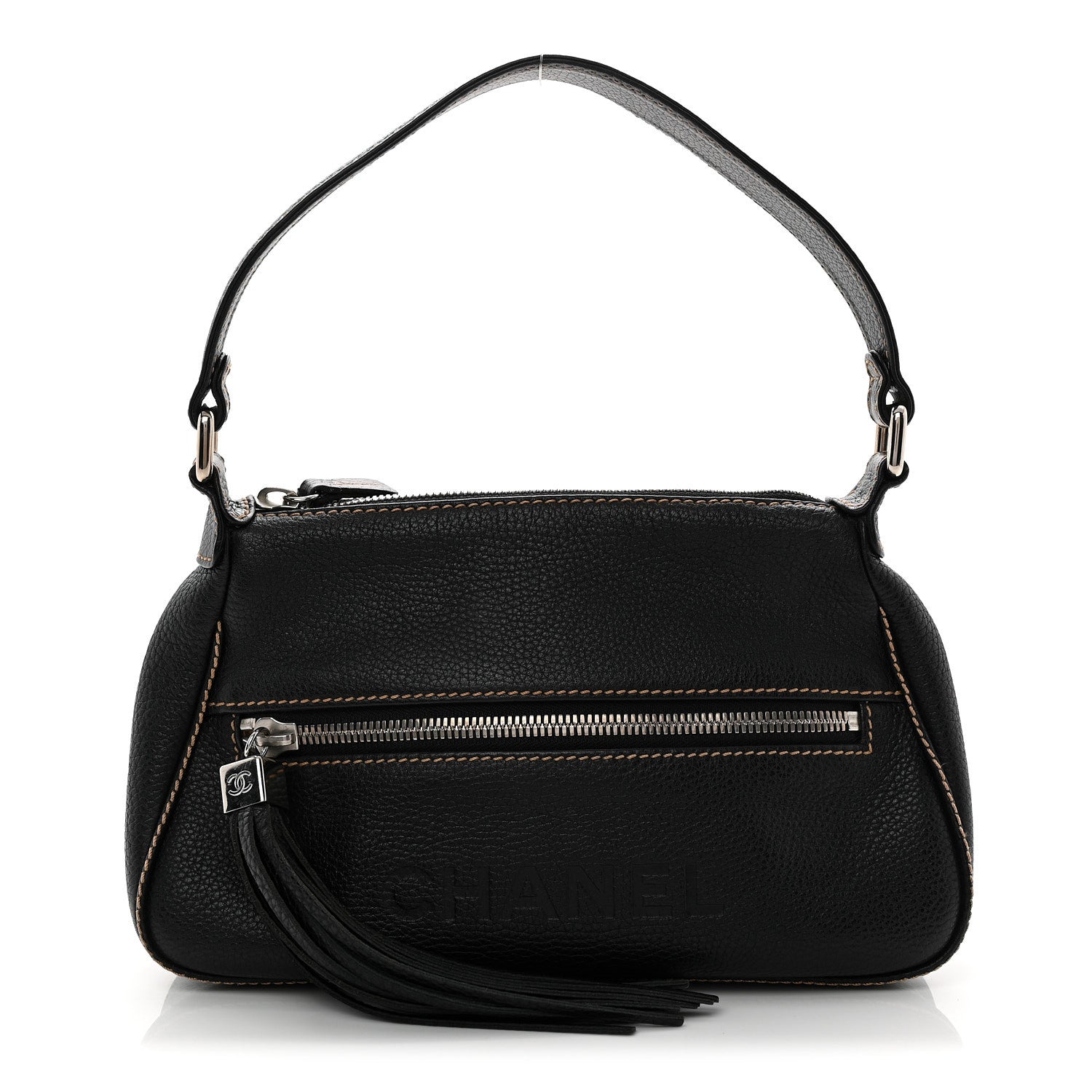 Chanel Grained Calfskin Tassel Shoulder Bag Black 1891114