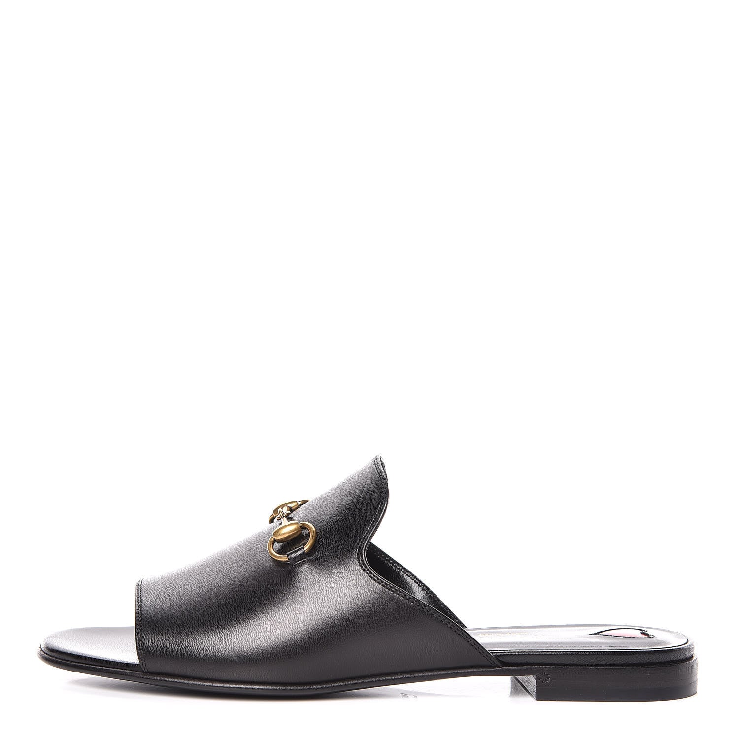 Gucci Malaga Kid Horsebit Slide Sandals 37.5 Black 1 of 10