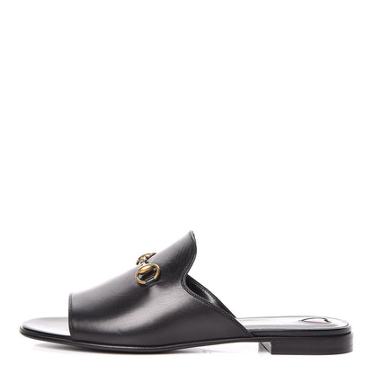 Gucci Malaga Kid Horsebit Slide Sandals 37.5 Black 1 of 10