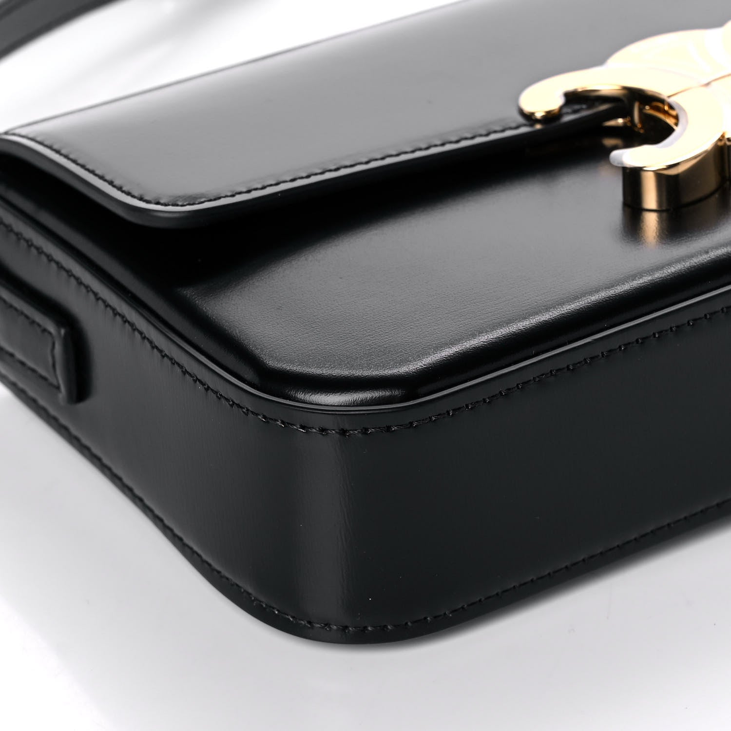 Celine Shiny Calfskin Triomphe Shoulder Bag Black 8 of 9