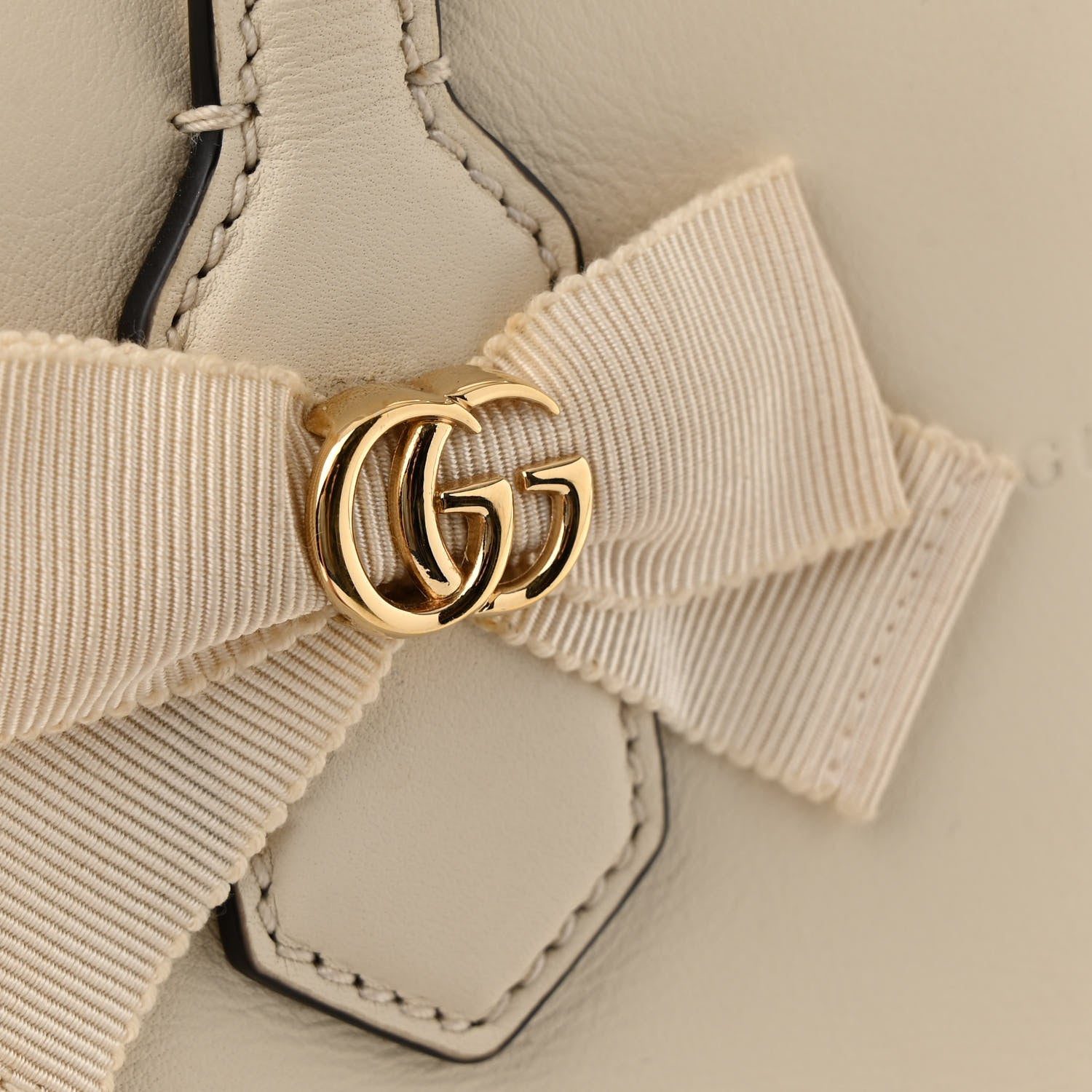 Gucci Calfskin Marmont Ribbon Top Handle Bag White 12 of 17