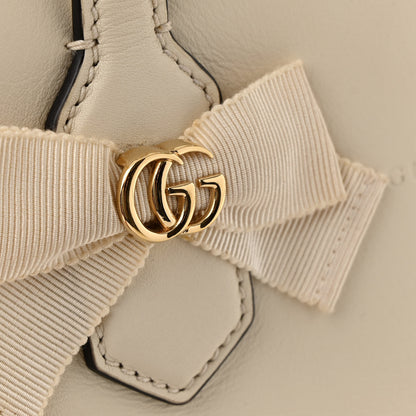 Gucci Calfskin Marmont Ribbon Top Handle Bag White 12 of 17