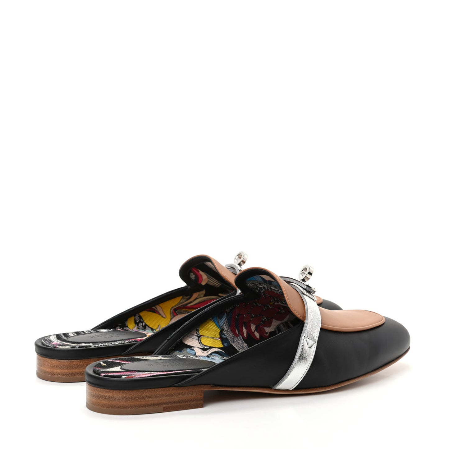 Calfskin Nappa Oz Mules 37 Naturel Black Multicolore