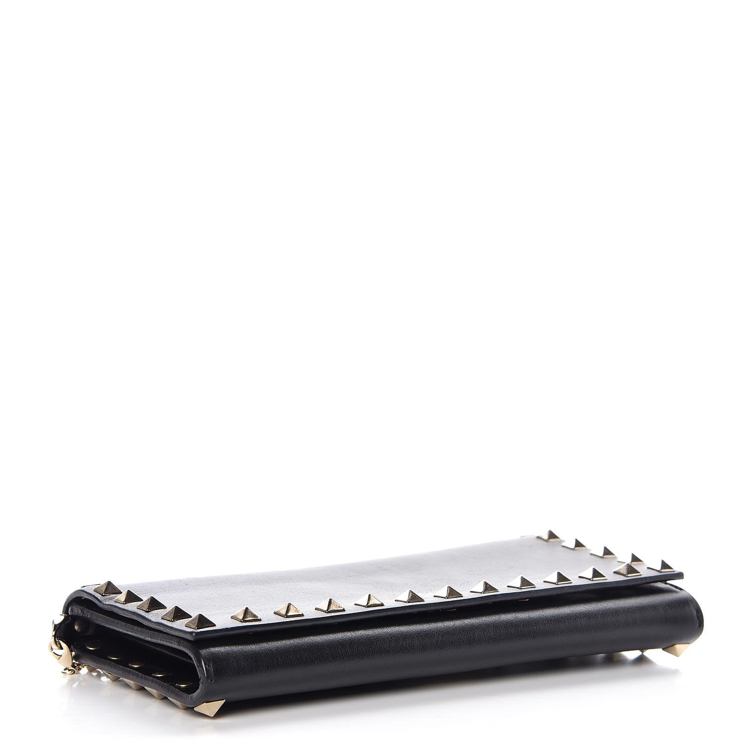 Valentino Garavani Vitello Rockstud Flap Wallet on Chain Black 4 of 7