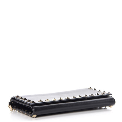 Valentino Garavani Vitello Rockstud Flap Wallet on Chain Black 4 of 7