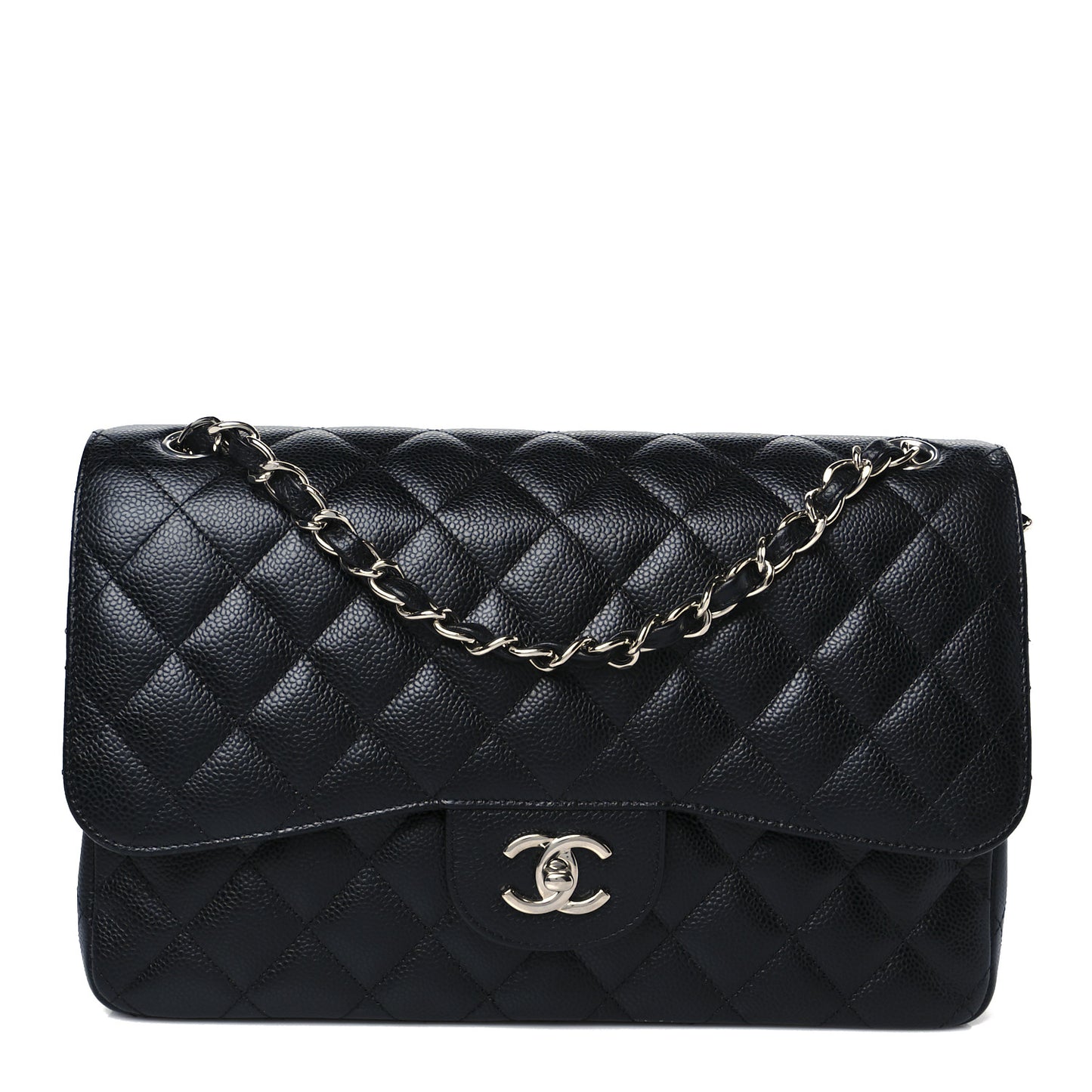 Caviar Quilted Jumbo Double Flap Black