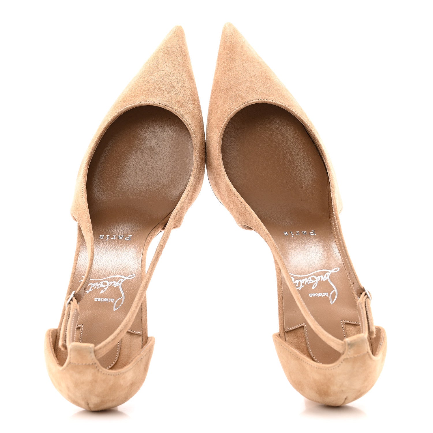 Christian Louboutin Veau Velours Cut Out Apostrophatoric 80 Pumps 38 Tan 2 of 13