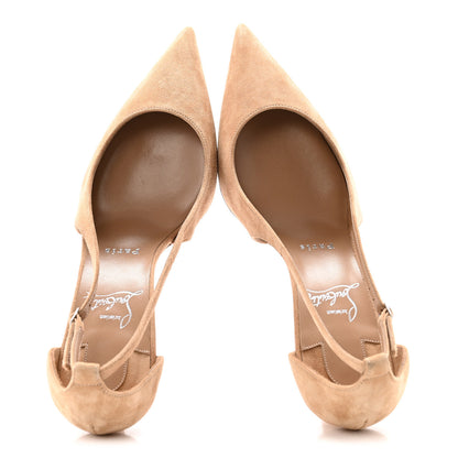 Christian Louboutin Veau Velours Cut Out Apostrophatoric 80 Pumps 38 Tan 2 of 13
