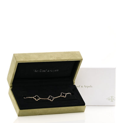 Van Cleef & Arpels 18K Yellow Gold Black Onyx 5 Motifs Vintage Alhambra Bracelet 5 of 5
