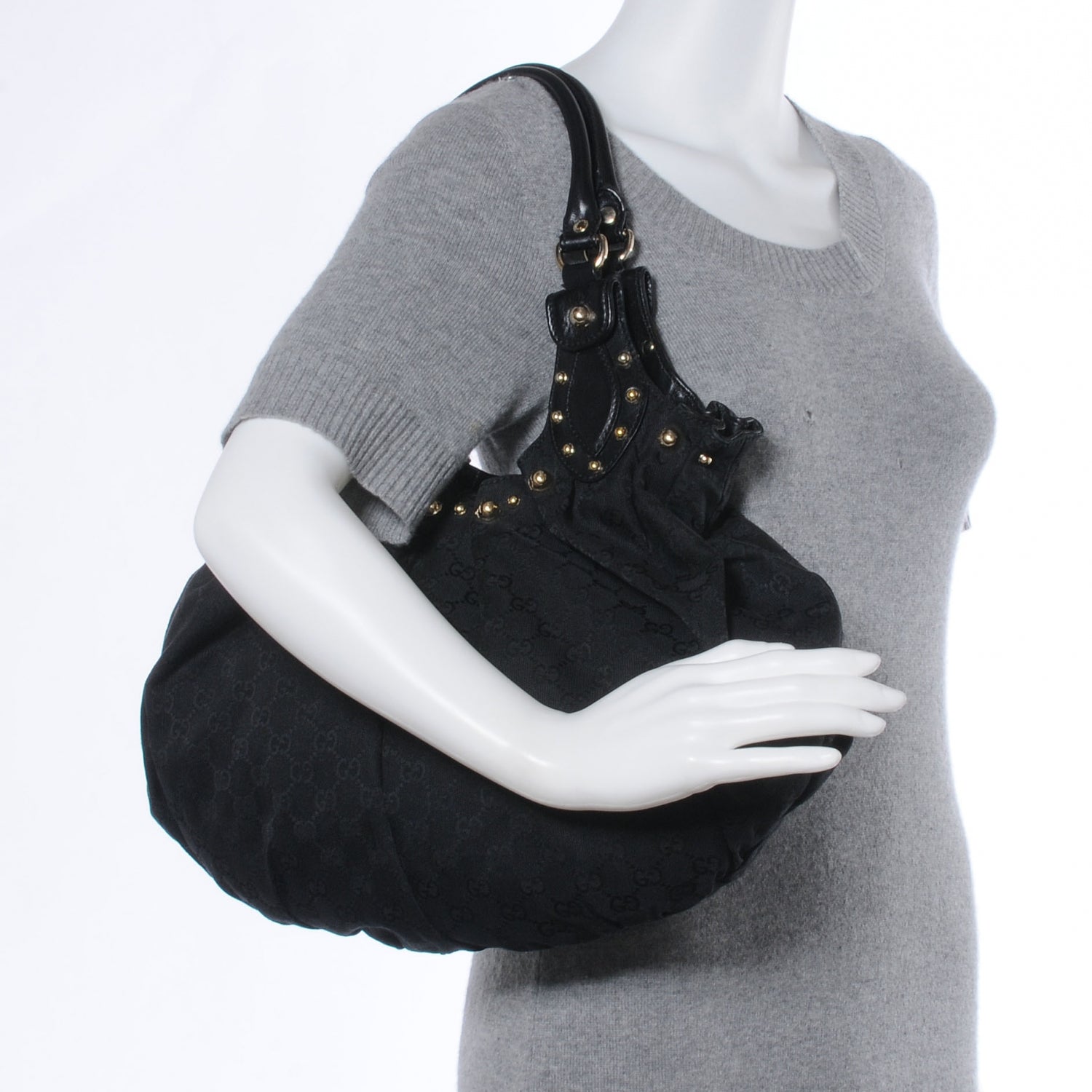 Gucci Monogram Studded Pelham Tote Black 2 of 8