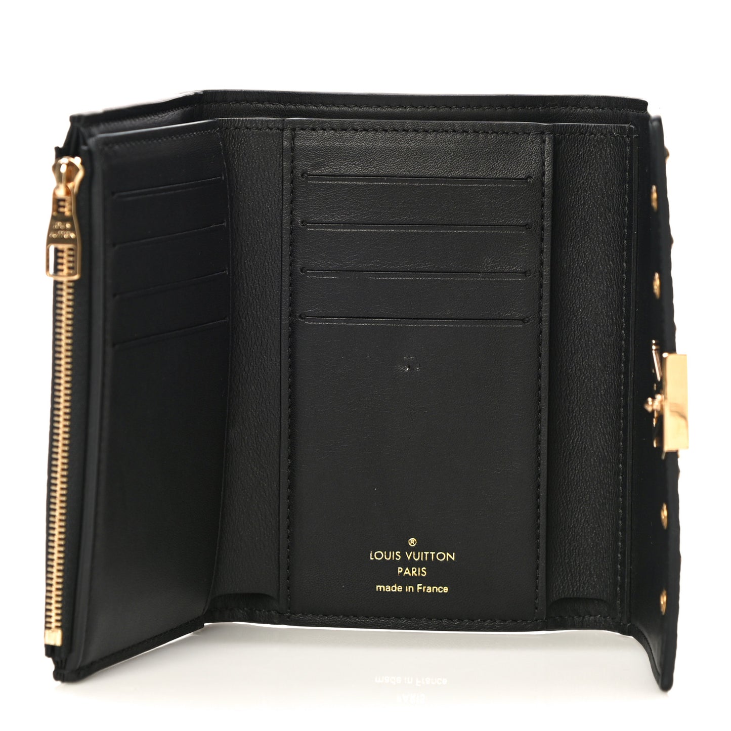 Taurillon Capucines Studded Compact Wallet Black
