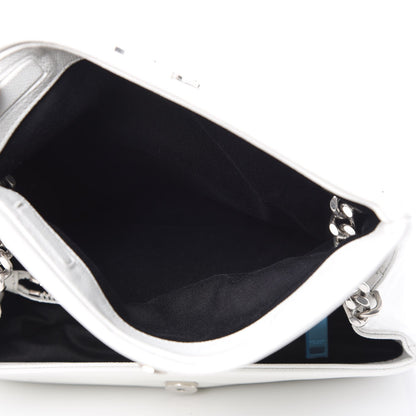 Saint Laurent Grain De Poudre Small West Hollywood Monogram Fold-Over Bag Pearl White 10 of 10