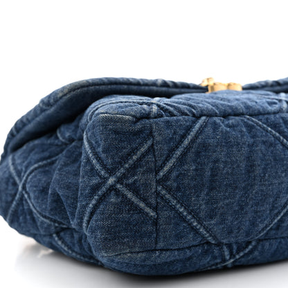 Chanel Denim Quilted Large Chanel 19 Flap Blue 10 of 11
