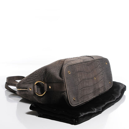 Saint Laurent Nubuck Crocodile Embossed Oversized Muse Grey 4 of 9