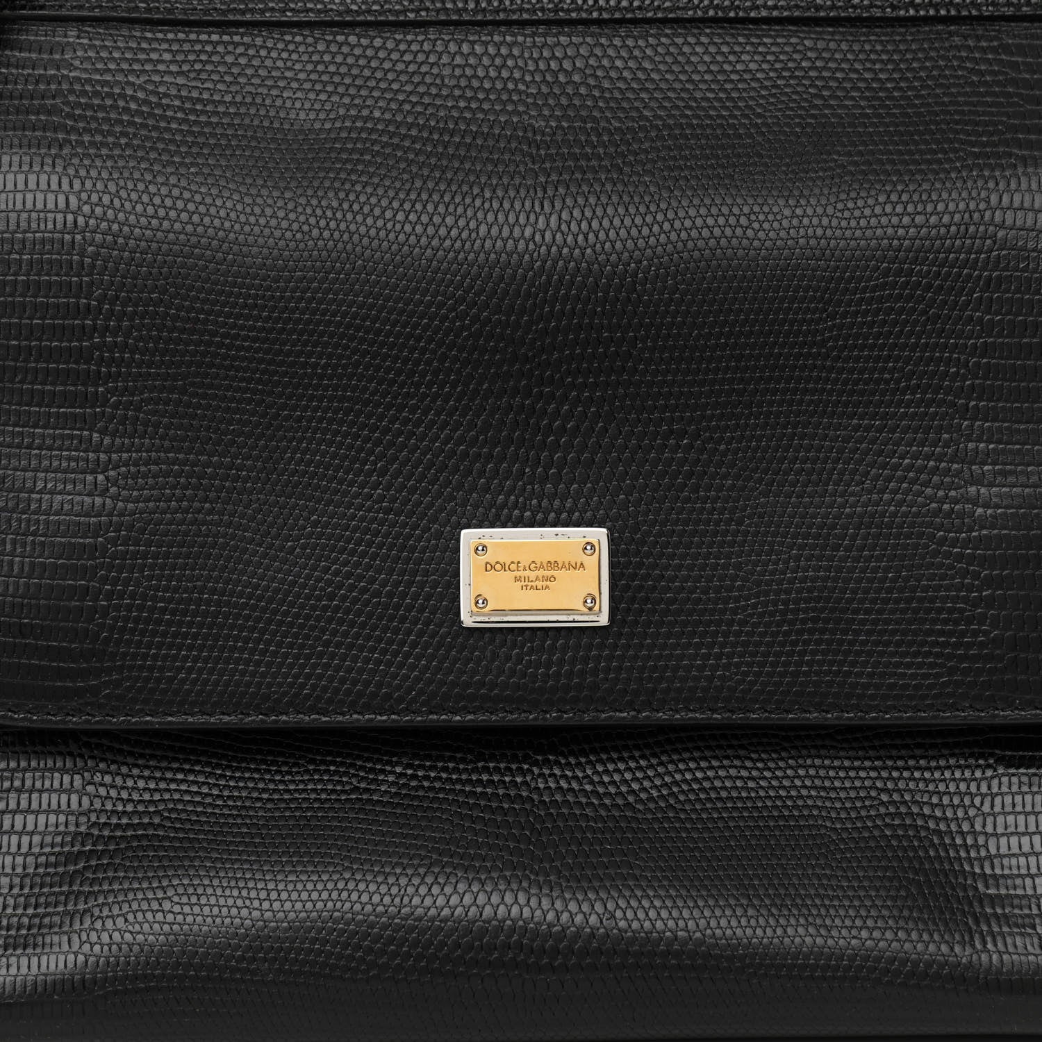 Dolce & Gabbana Iguana Calfskin Embossed Medium Miss Sicily Satchel Black 7 of 12