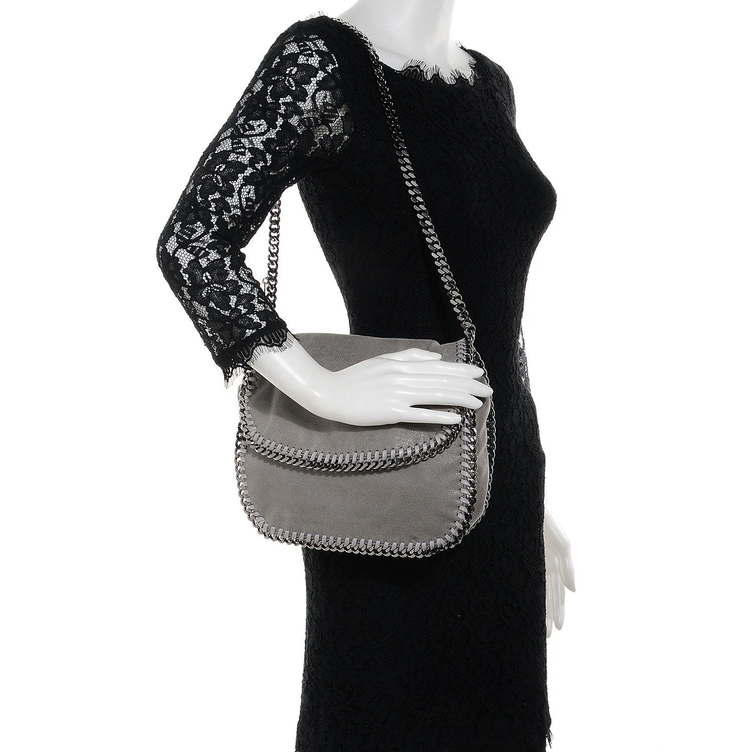 Stella McCartney Faux Leather Shaggy Deer Falabella Shoulder Bag Grey 2 of 6