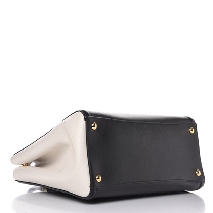 Prada Saffiano Lux Medium Bi-Color Tote Black White 4 of 12