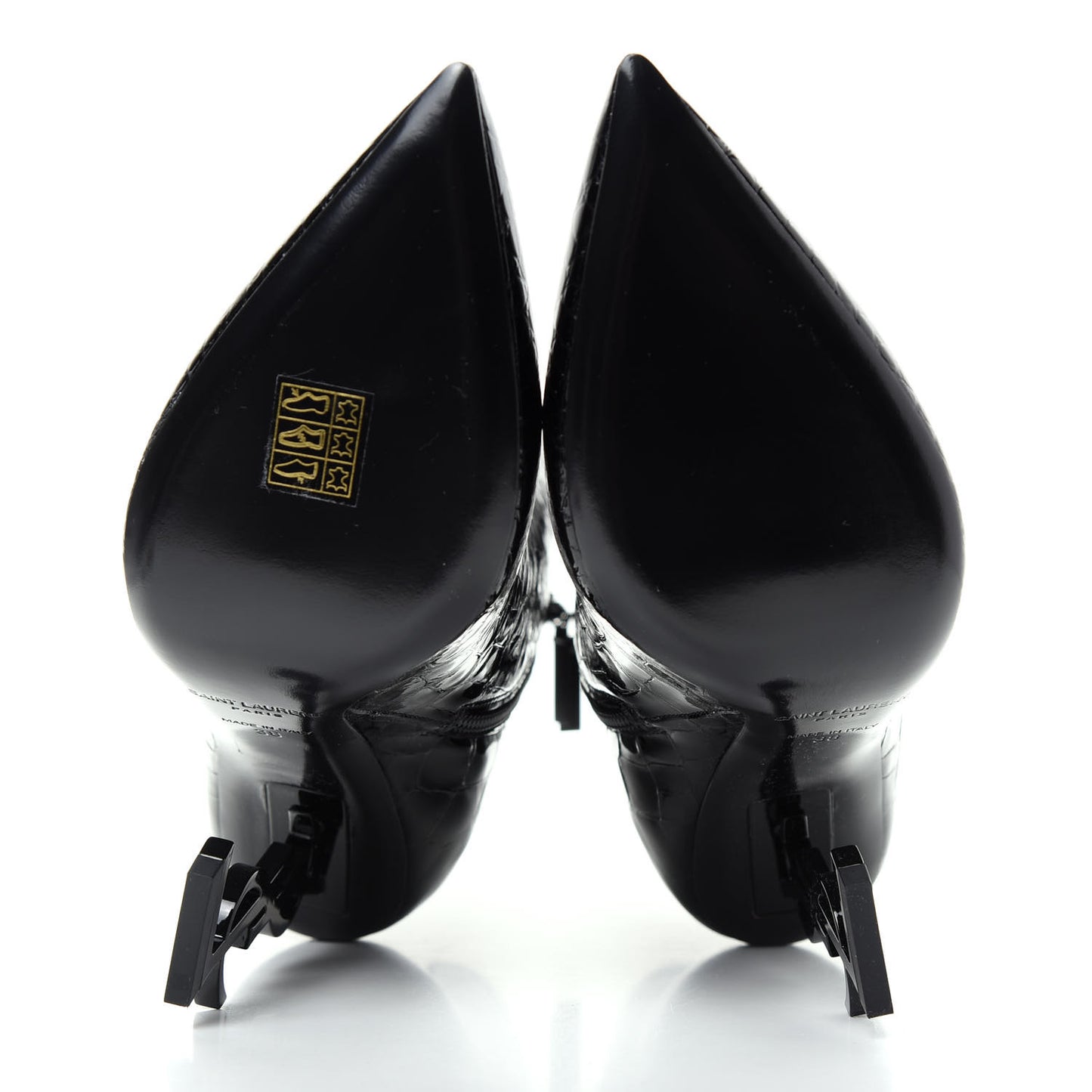 Alligator Embossed Patent Calfskin Opyum 110 Ankle Boots 38 Black