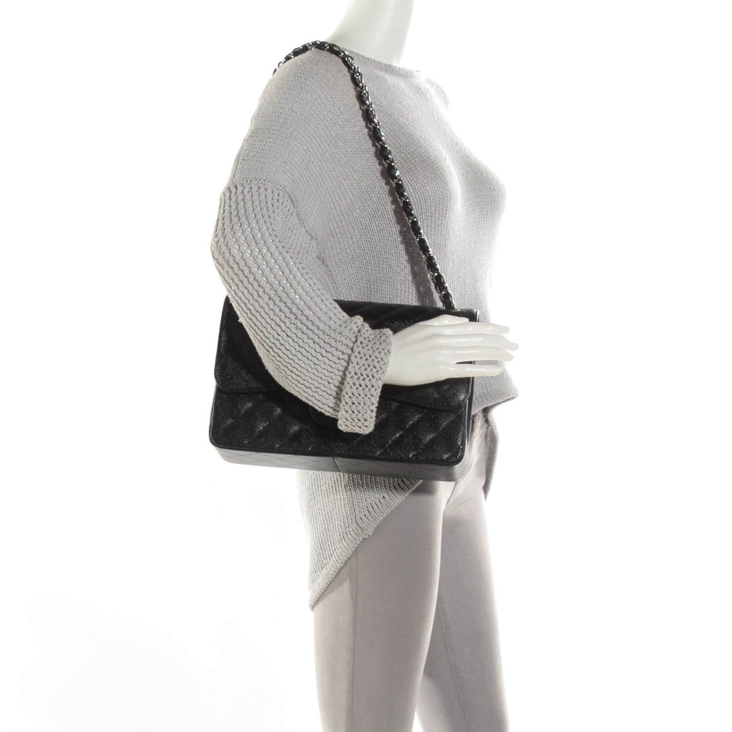 Chanel Caviar Quilted Jumbo Double Flap Black 2 of 8