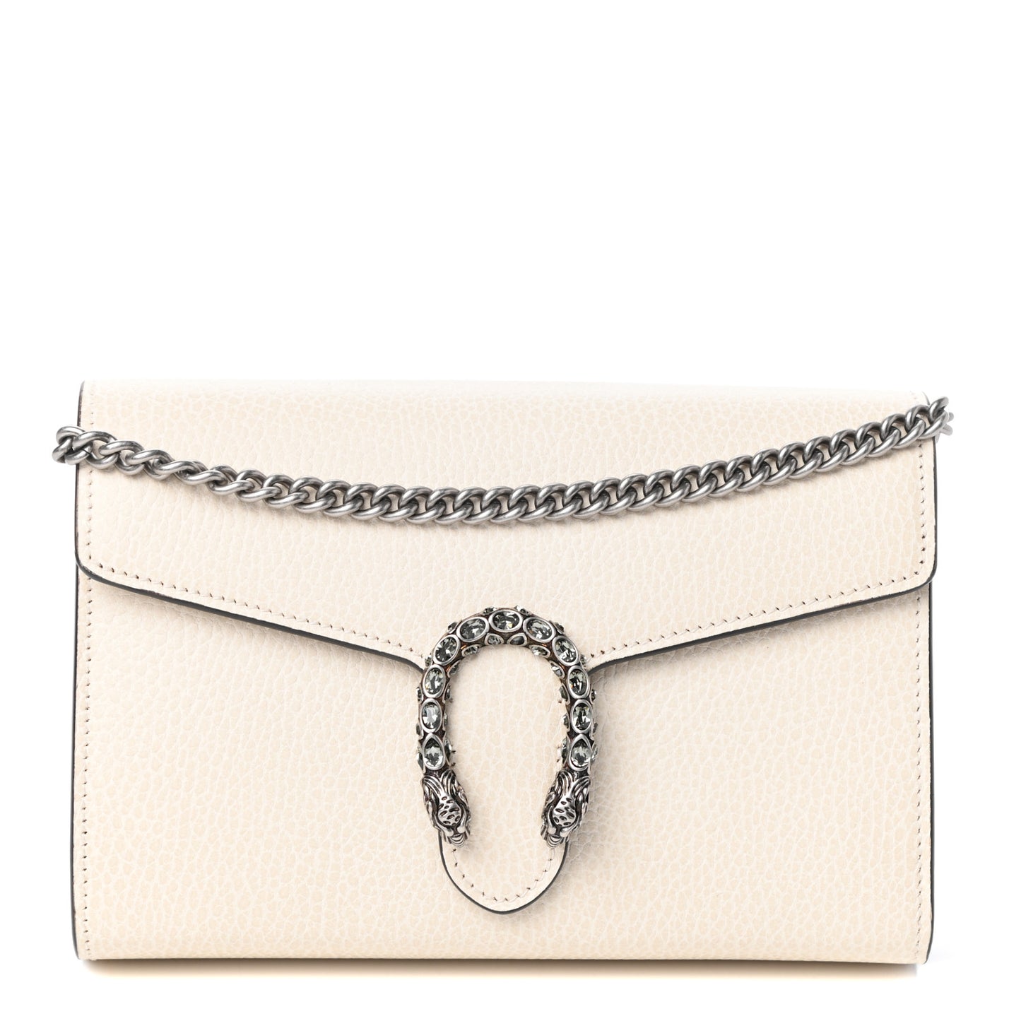 Dollar Calfskin Mini Dionysus Chain Wallet Mystic White
