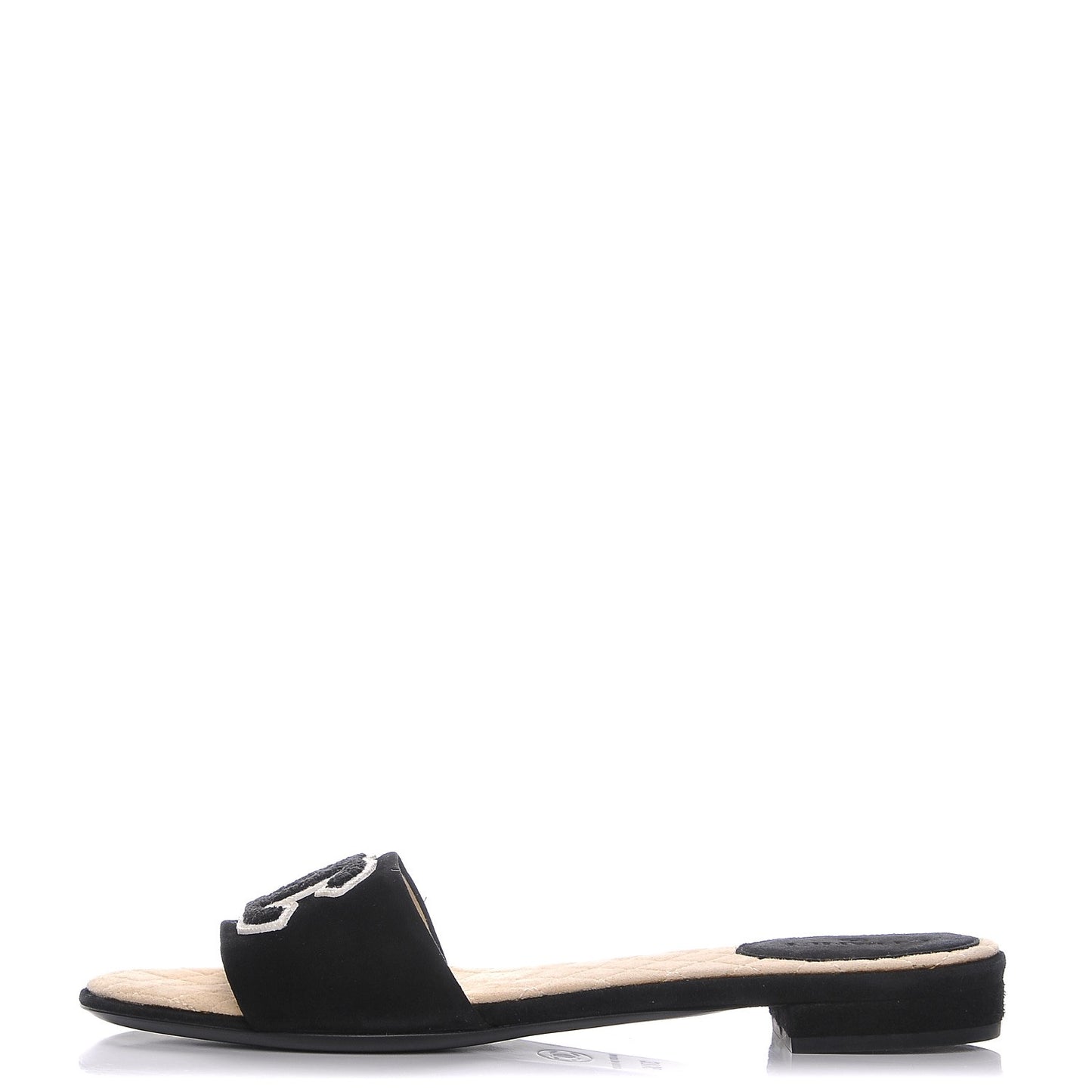 Suede Quilted CC Mules 37.5 Black