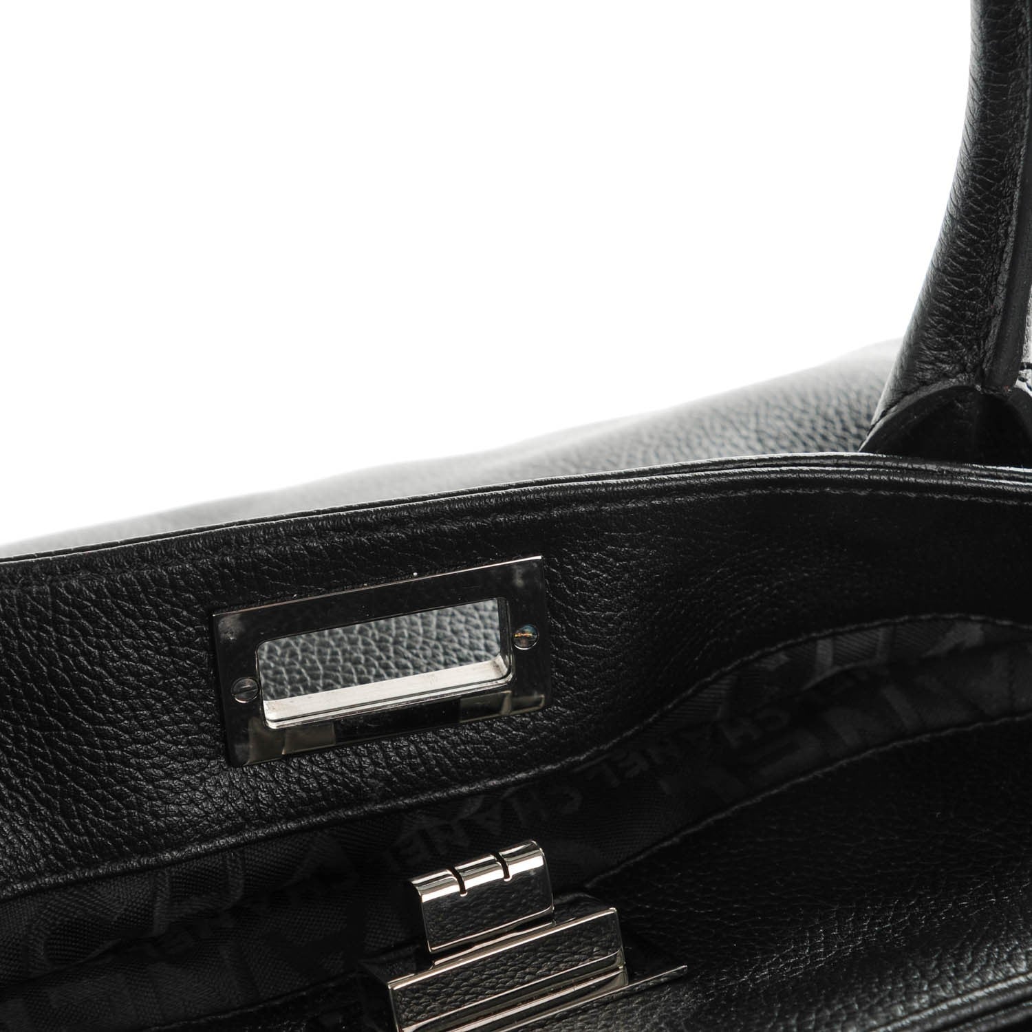 Chanel Calfskin Mademoiselle Lock Cerf Shopper Tote Black 6 of 8