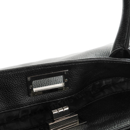 Chanel Calfskin Mademoiselle Lock Cerf Shopper Tote Black 6 of 8