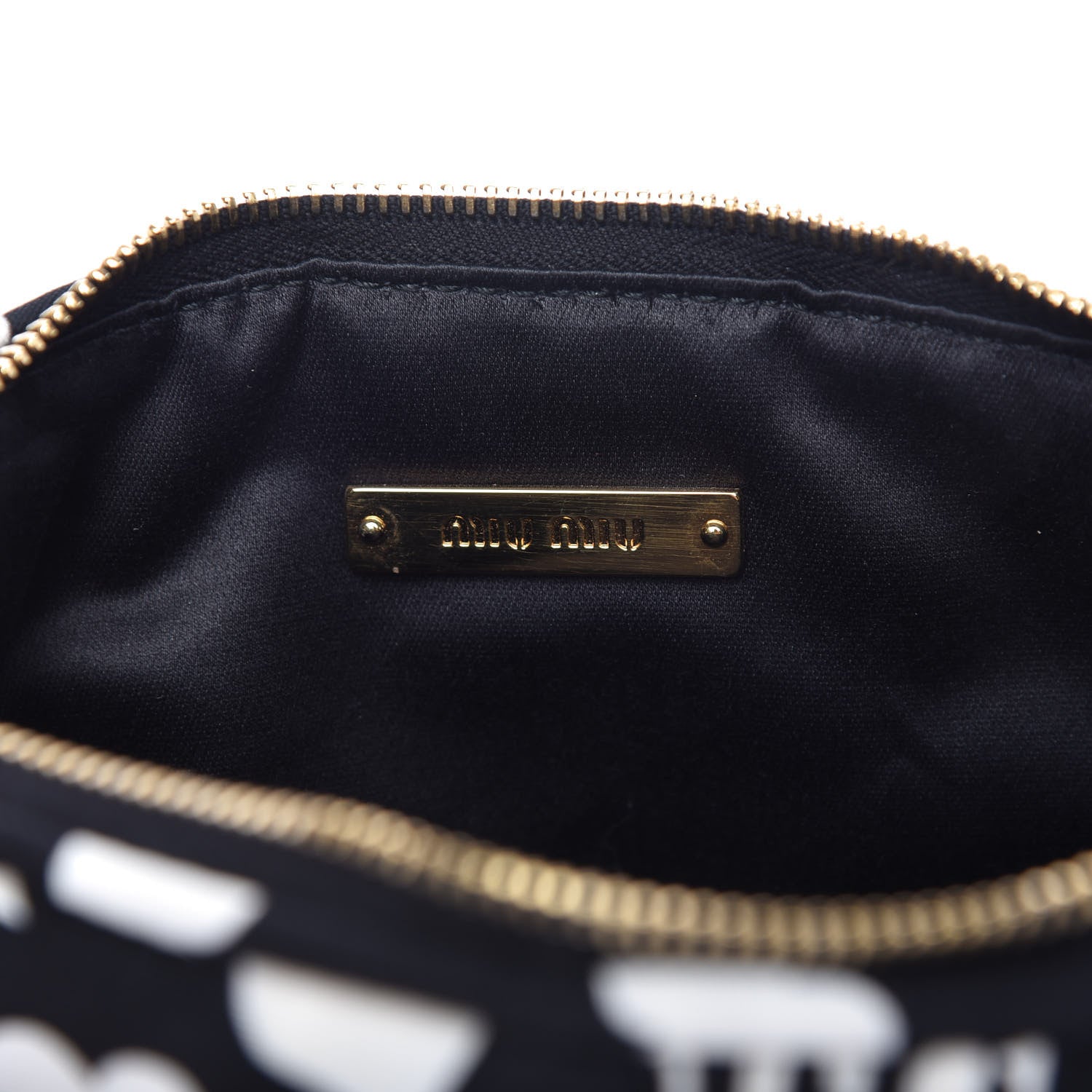 Miu Miu Faille Playing Card Print Clutch Black Black White 8 of 9