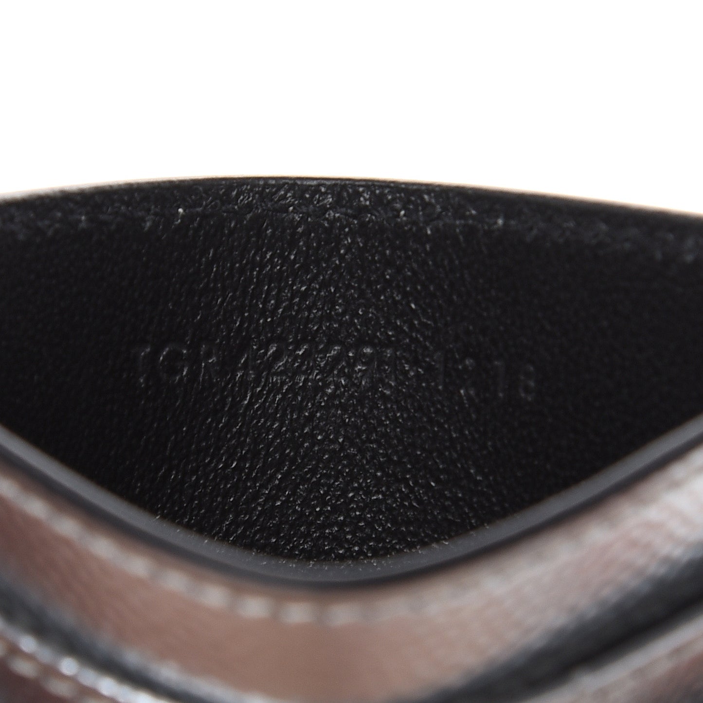 Metallic Grain De Poudre Matelasse Chevron Monogram Credit Card Case Argento
