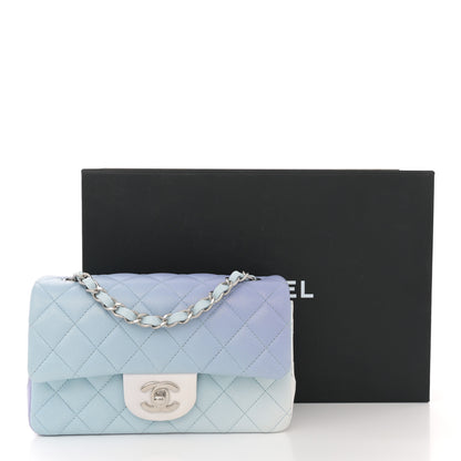 Chanel Perforated Lambskin Quilted Mini Rectangular Flap Light Blue Light Purple White 11 of 11