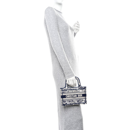 Christian Dior Canvas Embroidered Mini Toile De Jouy Book Tote Blue 2 of 14