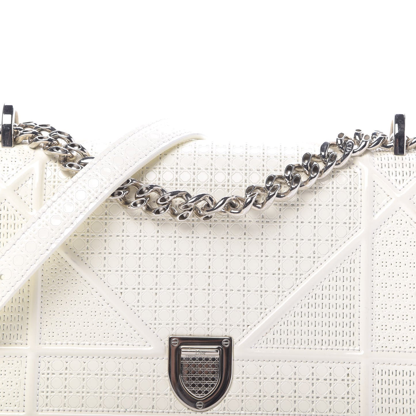 Patent Micro-Cannage Small Diorama Flap Bag White