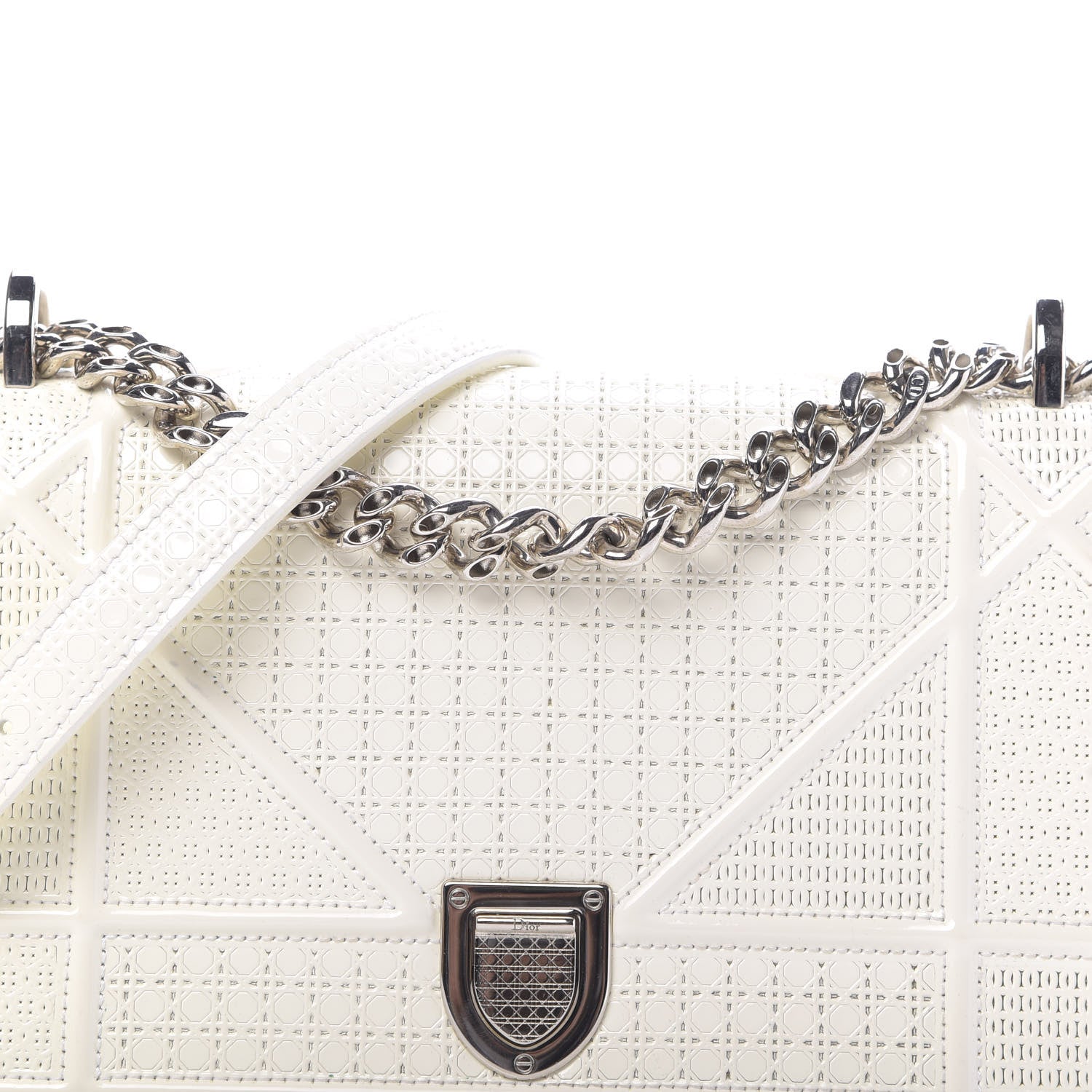 Christian Dior Patent Micro-Cannage Small Diorama Flap Bag White 10 of 15