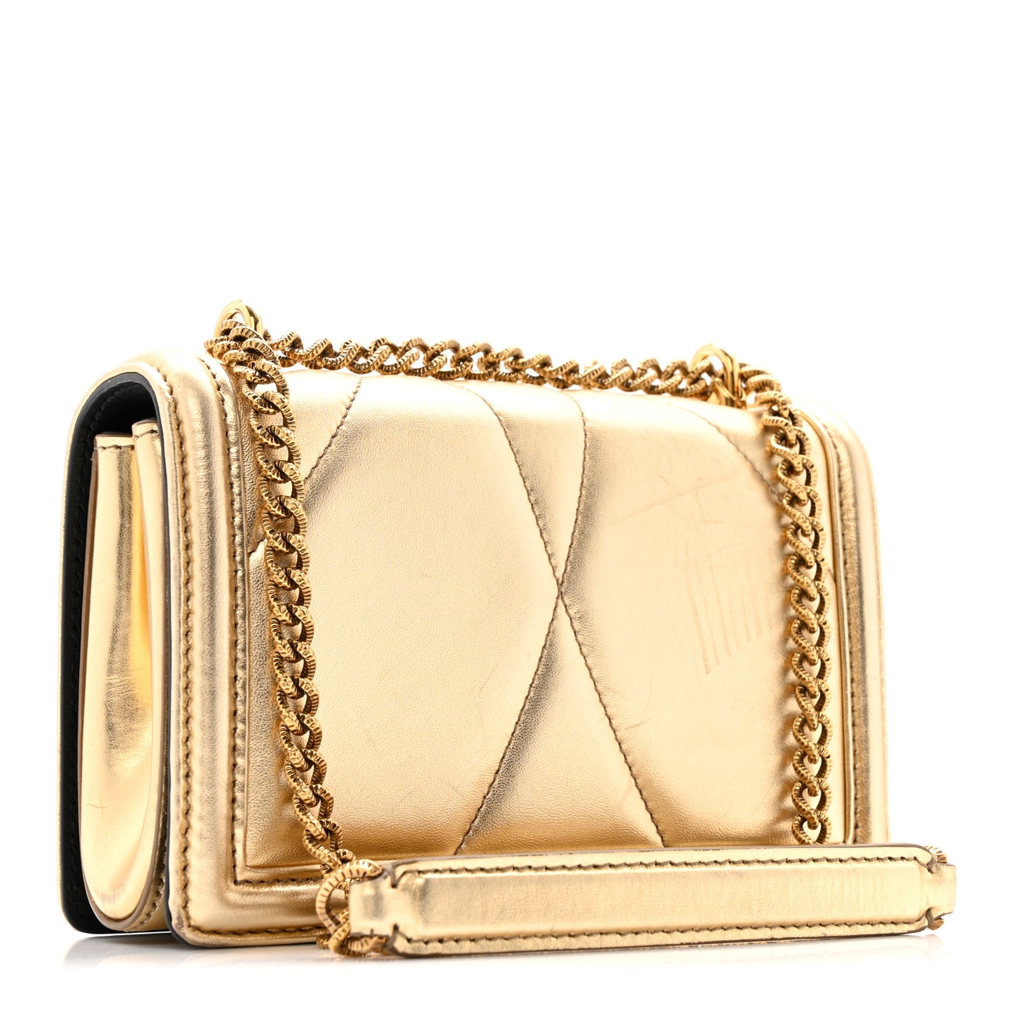 Metallic Nappa Quilted Mini Devotion Crossbody Bag Gold